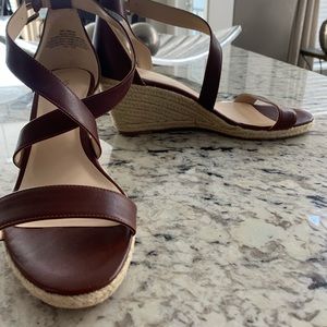 New Nine West Brown Leather Wedges